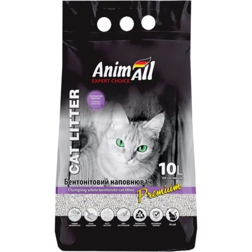 Наполнитель для кошачьего туалета AnimAll Бентонитовый белый 10 л с ароматом лаванды (4820224500577)