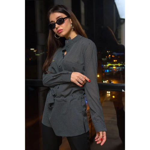 Туника FLFashion Карла УТК 2927 48 черно-белая с длинным рукавом: Длина рукава Длинный