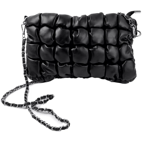 Женская сумка-пошет Valiria Fashion черная (ODA7316-2): Тип ручки Со съемным ремнем, Плечевой ремень, На цепочке, Без ручки