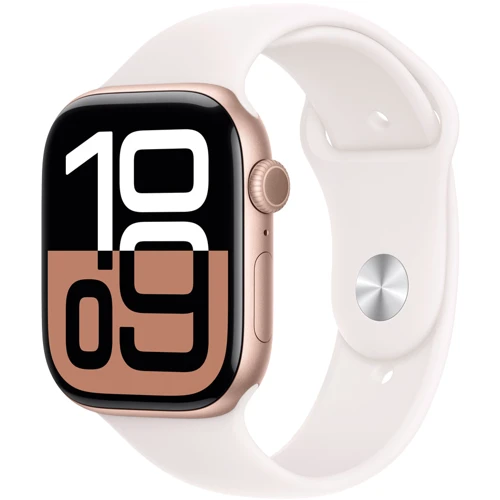 Apple Watch Series 10 46mm GPS Rose Gold Aluminum Case with Light Blush Sport Band - M/L (MWWU3QH/A) UA