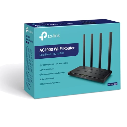 Маршрутизатор Wi-Fi TP-Link ARCHER-C80: Интерфейс подключения (LAN-порт) 4x10/100/1000 Ethernet