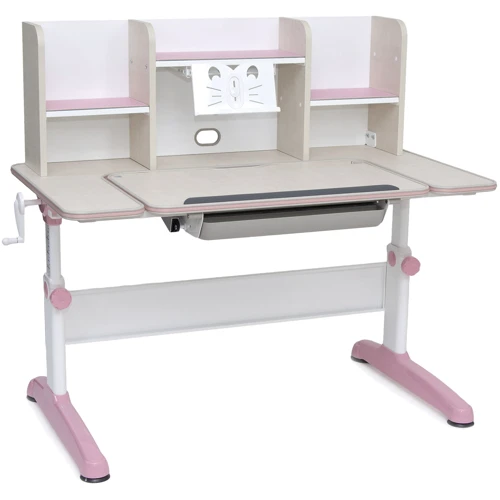 Парта SingBee Q-Assembly U Pink + Книжная стеллаж SBS-613 (SBS-603-PK + SBS-613)