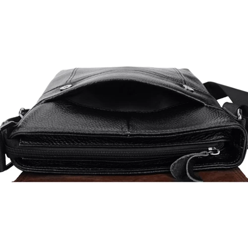 Чоловіча сумка планшет Borsa Leather чорна (1t8153m-black): Тип ручки Плечовий ремінь, Без ручки