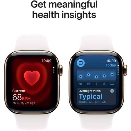 Apple Watch Series 11 GPS + Cellular 42mm Gold Titanium Case with Light Blush Sport Band - M/L (MF8X4)