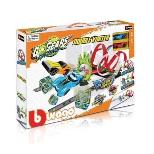 Ігровий набір Bburago серії GoGears Extreme «Подвійний вихор» (2 доріжки, 6 петель, 2 інерц. машинки): Колір різнокольоровий