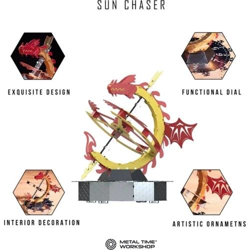 Колекційна модель-конструктор Metal Time Sun Chaser Dragon Stand Clock Сонячний годинник (MT025) фото 3