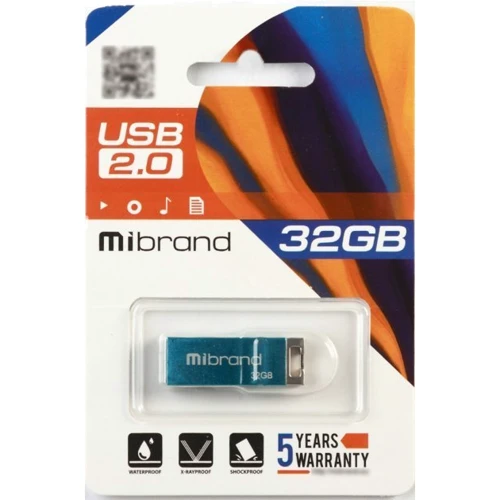 USB-флешка Mibrand 32GB Сhameleon Light Blue USB 2.0 (MI2.0/CH32U6LU): Объем памяти 32 GB