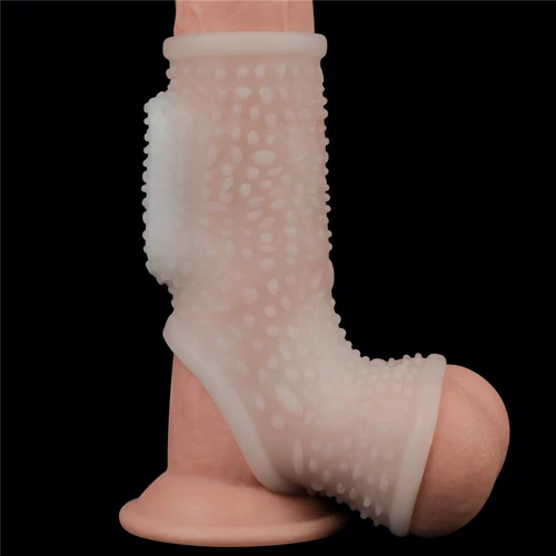 Насадка на пенис с вибрацией LoveToy Knights Ring Vibrating Drip With Scrotum Sleeve