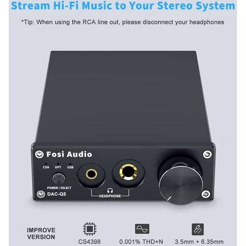 Fosi Audio SPDIF/Coaxial на RCA/3.5/6.35 DAC-Q5 Black: Тип пристрою ЦАП с усилителем