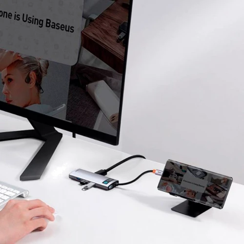 Адаптер Baseus Adapter USB-C to 3xUSB3.0+HDMI+RJ45+USB-C Gray (CAHUB-CW0G) фото 7
