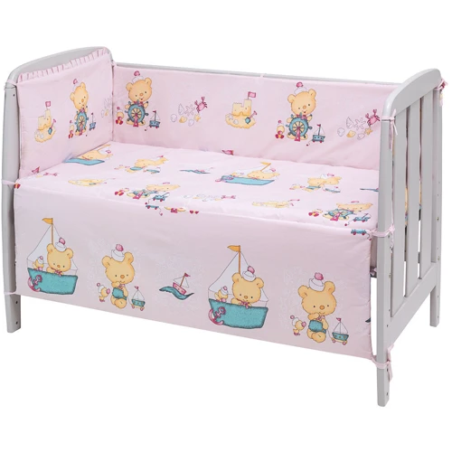 Защита в кроватку Qvatro Gold ZG-02 (медведи на кораблике) розовая (680925): Тип Защитное ограждение для кроватки