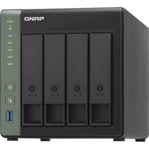 Сетевой накопитель (NAS) QNAP TS-431X3-4G: Слоты для дисков 4 x 2.5" или 3.5" HDD/SSD с интерфейсом SATA I, SATA II или SATA rev.3.0 (до 32ТВ)