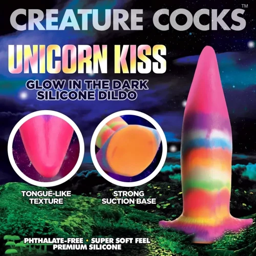 Фантазійний фалоімітатор мова Однорога Creature Cocks Unicorn Kiss Glow-in-the-Dark Dildo (світиться у темряві)