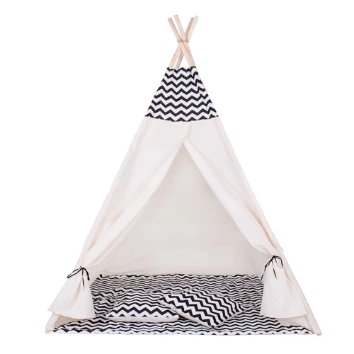 Детская палатка Springos Tipi XXL вигвам бело-черная (TIP02)