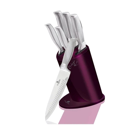 Набір кухонних ножів Berlinger Haus Kikoza Collection 6 предметів з підставкою dark purple (2269-BH)