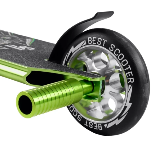 Самокат трюковый Best Scooter черно-зеленый (53442): Конструкция рамы цельная