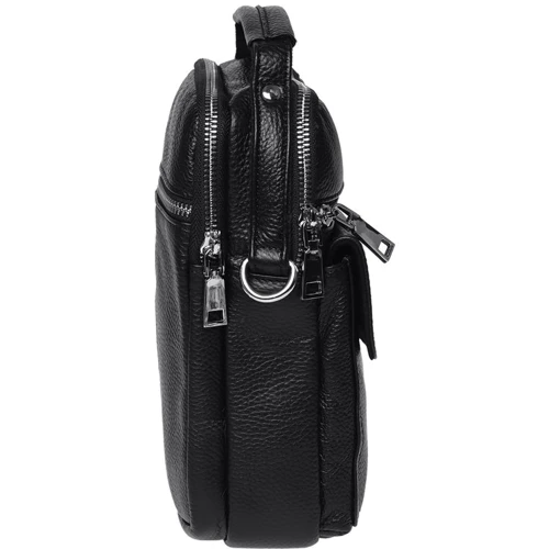 Мужская сумка через плечо Ricco Grande черная (K16268-black): Фактура Зернистая, Матовая