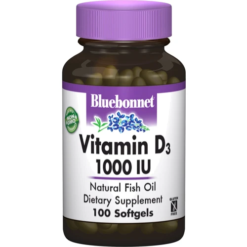 Bluebonnet Nutrition Vitamin D3, 1000 IU, 100 Softgels (BLB0308)