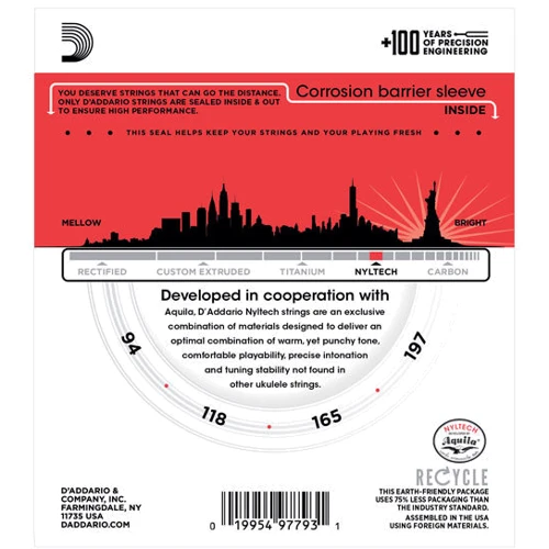 Струна для гитар Набор струн D'addario EJ88UB Nyltech Ukulele Bass: Тип Комплект струн