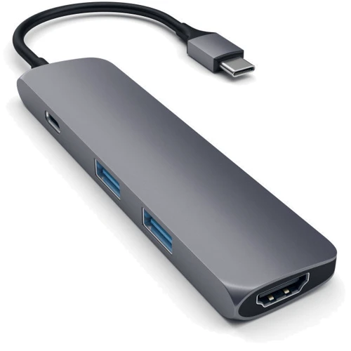 Адаптер Satechi Adapter USB-C to HDMI+USB-C+2xUSB3.0 Space Grey (ST-CMAM): Колір сірий