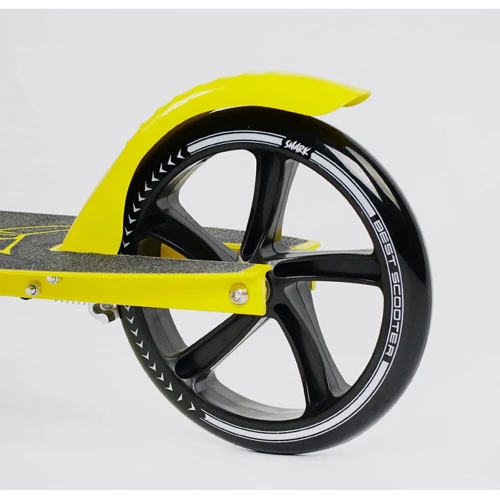Детский двухколесный самокат с ручным тормозом Best Scooter Shark Желтый (36022): Материал колес полиуретан