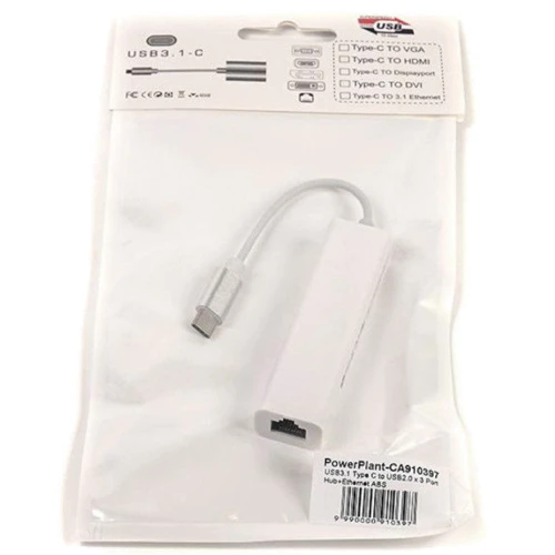 Адаптер PowerPlant Adapter USB-C to 3xUSB2.0+RJ45 (CA910397): Інтерфейс підключення USB-C