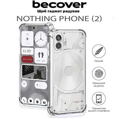 Чехол для телефонов BeCover TPU Case Anti-Shock Clear for Nothing Phone 2 (711792): Материал термопластичный полиуретан (TPU)