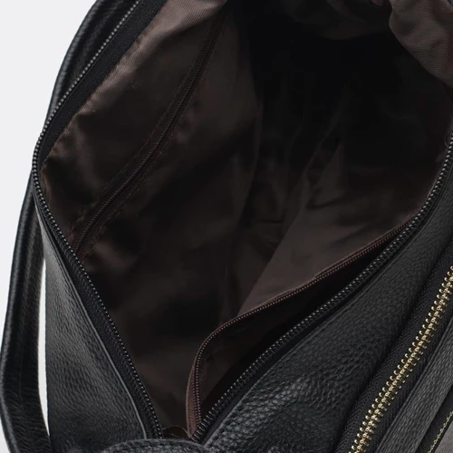 Женская сумка через плечо Borsa Leather черная (K1213-black): Фактура Матовая, Зернистая