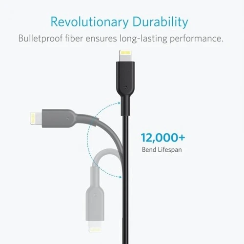 Кабель ANKER USB Cable to Lightning Powerline II V2 1.8m Black (A8433H11): Тип USB 2.0, Lightning