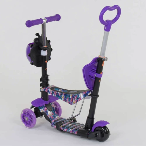 Самокат детский многофункциональный с родительской ручкой 5в1 19870 Best Scooter PU колеса с подсветкой Purple (74073): Материал колес полиуретан