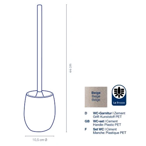 Ершик для унитаза KELA Roda бежевый 44х10.5 см (23681)