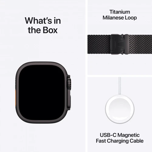 Apple Watch Ultra 2 2024 GPS + Cellular 49mm Black Titanium Case with Black Titanium Milanese Loop - Medium (MX5U3UL/A) фото 9