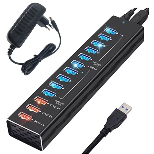 Адаптер Dynamode Adapter USB to 10xUSB3.0+3xUSB2.4A Bkack (DM-UH-P1013)
