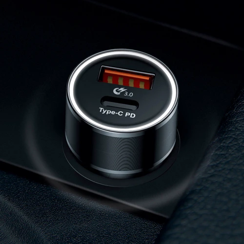 Зарядное устройство Baseus USB Car Charger Small Screw USB 3.0+USB-C 36W Black (CAXLD-A01): Количество USB-портов 2