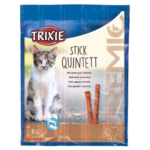 Лакомство для кошек Trixie Premio Quadro-Sticks палочки с ягненком и индейкой 5 шт. 5 г (4011905427232)