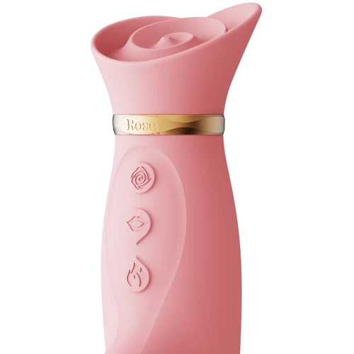 Вибратор с подогревом и вакуумной стимуляцией клитора Zalo - ROSE Vibrator Strawberry Pink