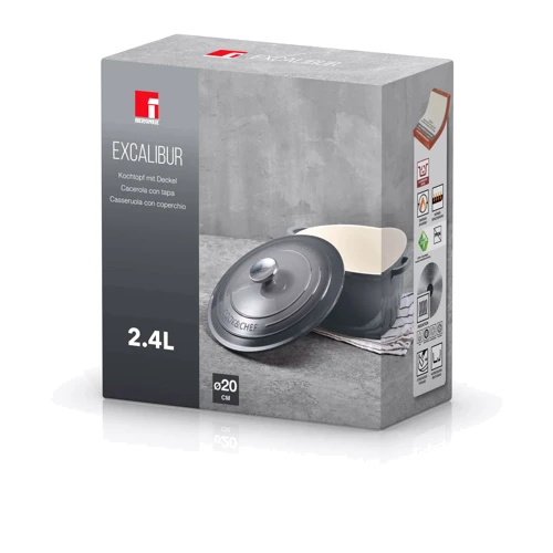 Кастрюля Bergner Excalibur серая 20 см 2.2 л (BG-36100-GY): Объем, л 2.2