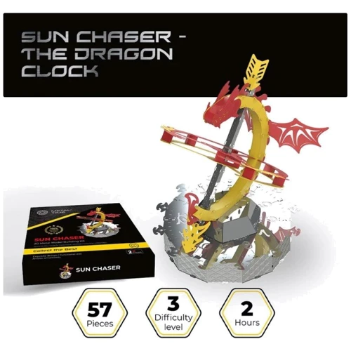 Колекційна модель-конструктор Metal Time Sun Chaser Dragon Stand Clock Сонячний годинник (MT025) фото 6