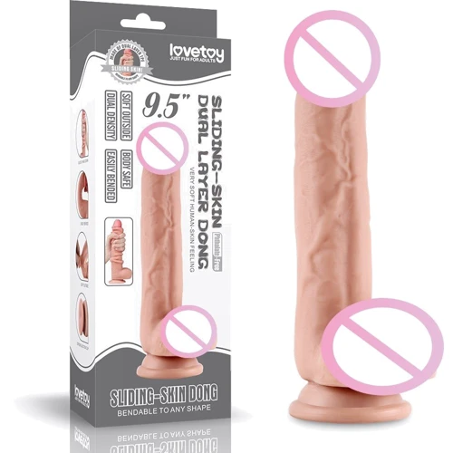 Фаллоимитатор LoveToy Sliding-Skin Dual Layer Dong 9.5" Flesh