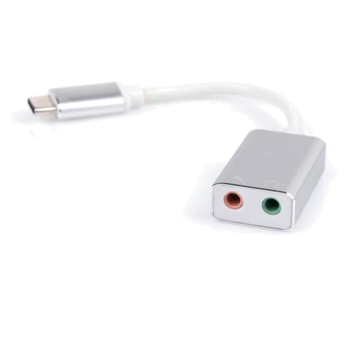 Адаптер Vinga Adapter USB-C to Mini-jack 3.5 0.15m (USBCM3.5ST-01): Цвет белый