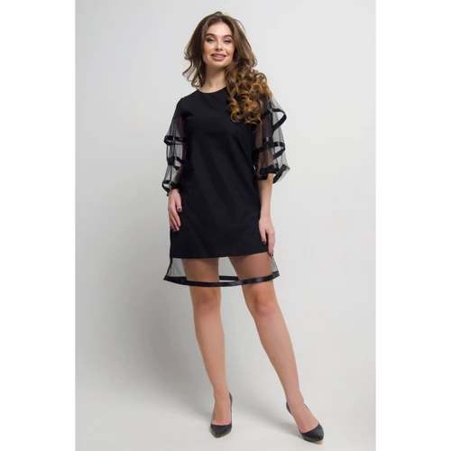 Платье FLFashion Герби МПГ 1691 50 черное повседневное короткое мини