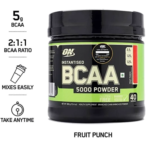 Аминокислота для спорта Optimum Nutrition BCAA 5000 Powder 380 g /40 servings/ Fruit Punch: Вкус Фруктовый пунш