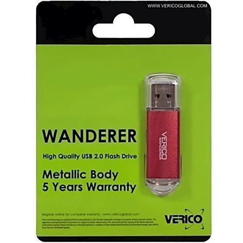 USB-флешка Verico 16GB Wanderer Red (1UDOV-M4RDG3-NN): Объем памяти 16 GB