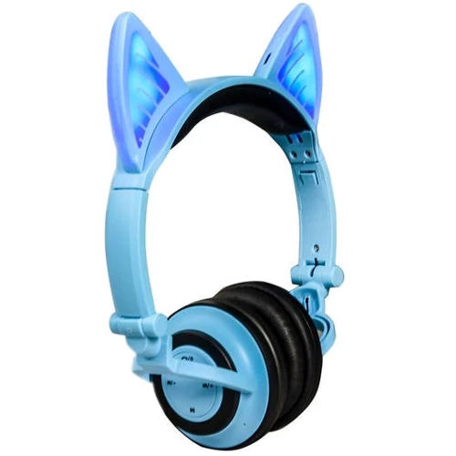 Навушники, що світяться Bluetooth, з котячими вушками UFT BL107 Blue фото 2