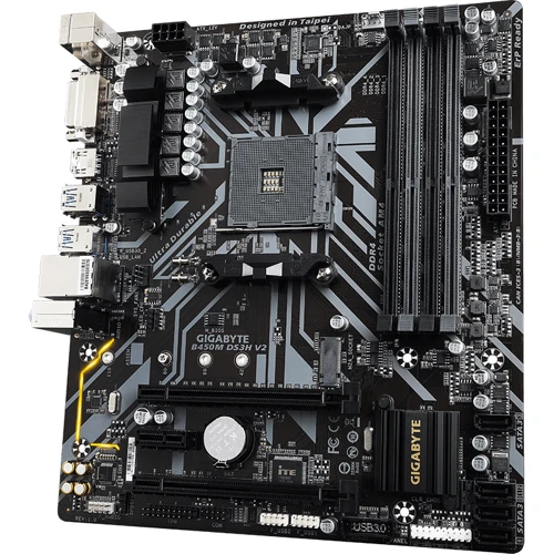GIGABYTE B450M DS3H V2: Роз'єми на платі SATA 3.0, M.2, PCI Express x1