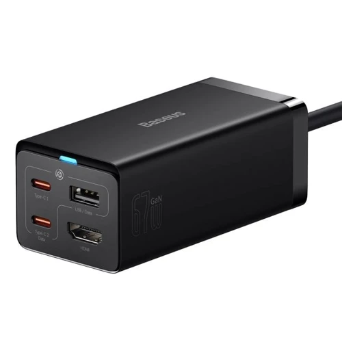 Зарядний пристрій Baseus Wall Charger GaN5 Pro HDMI+USB-C+2хUSB 67W Black with USB-C Cable (CCGP110201)