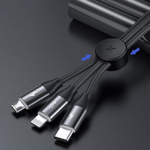 Кабель Baseus USB Cable to Lightning/microUSB/USB-C Car Co-Sharing 3.5A 1m Black (CAMLT-FX01) фото 7