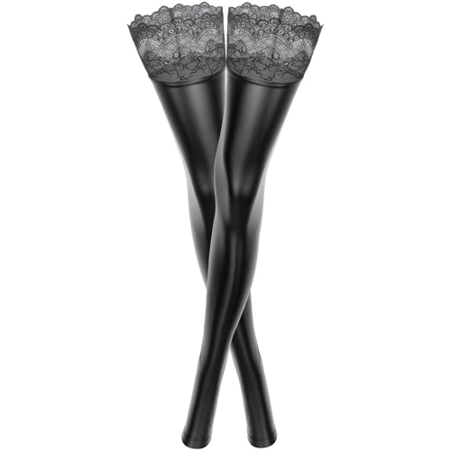 Чулки Noir Handmade F135 Powerwetlook stockings Вlack, 3XL