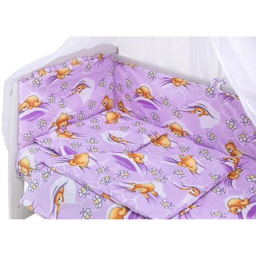 Комплект постільної білизни Qvatro Gold RG-08 бузковий (ведмежа лежить, бджілки) (626144)