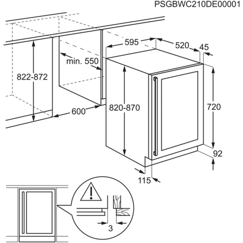 Винна шафа AEG AWUS052B5B: Розміри ВxШxГ, см 82х60х57